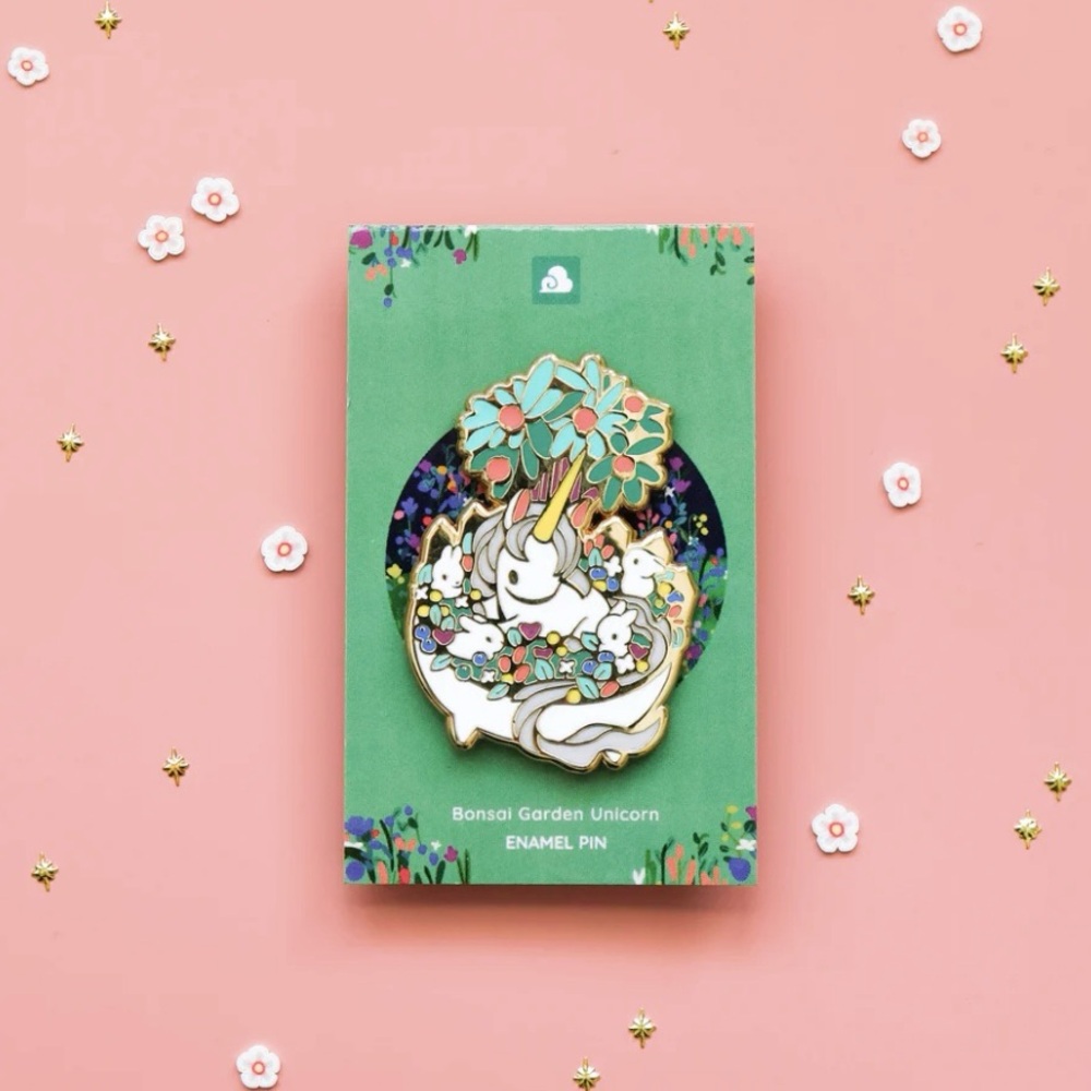 Enamel Pin - Bonsai Garden - Unicorn bunny rabbit THOUSANDSKIES